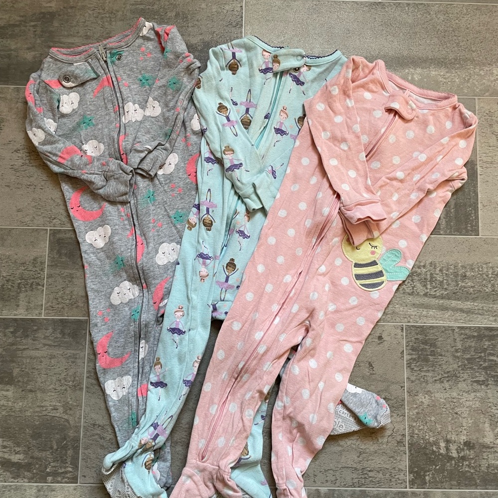3/$20 3 Piece Kids One Pieces Set - Gray, Blue, and Pink